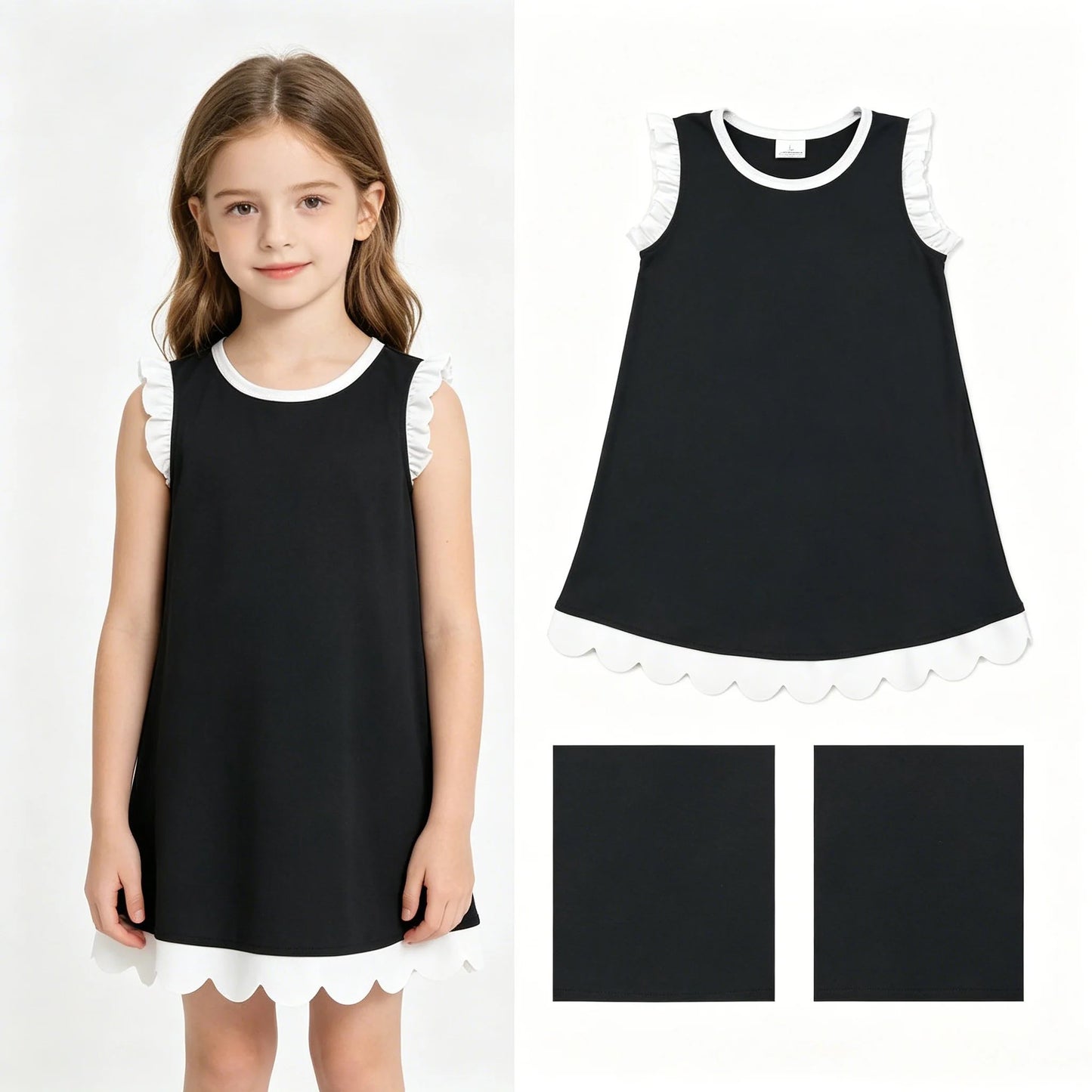 Black & White Scalloped Dress