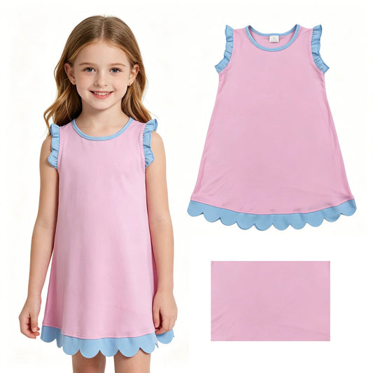 Pink & Blue Scalloped Dress