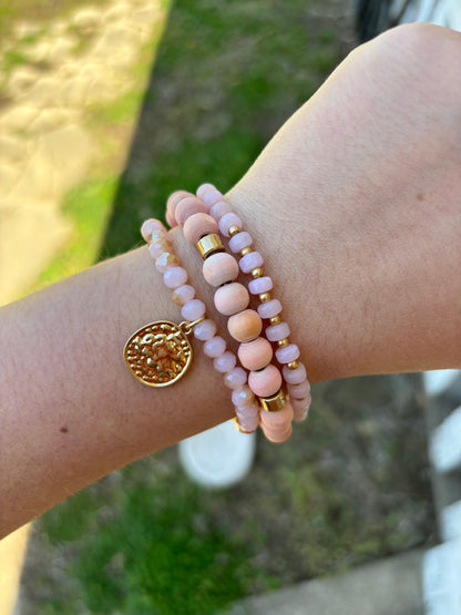 Light Rose Beaded Bracelet Set