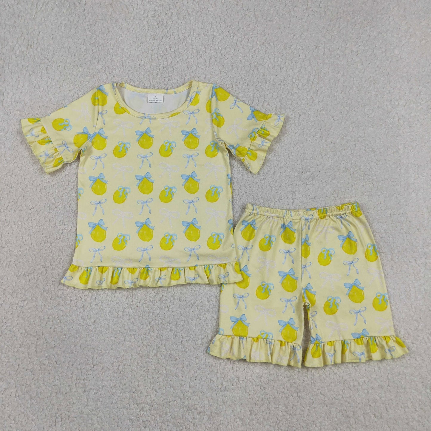 Coquette Lemons Ruffle Shorts Set