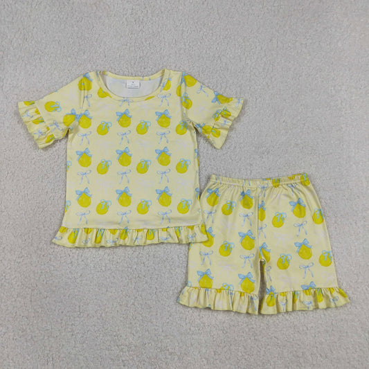 Coquette Lemons Ruffle Shorts Set