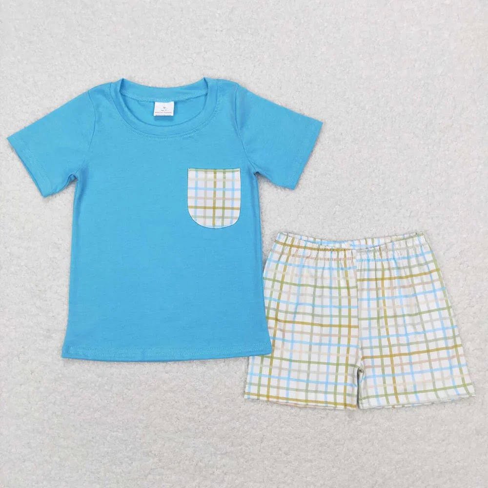 Plaid Pocket Tee Shorts Set