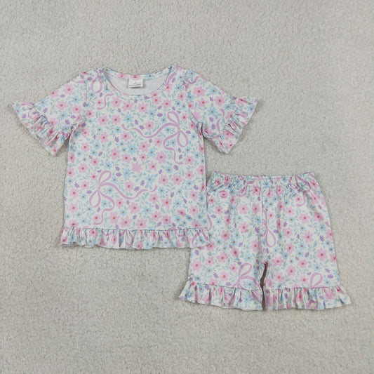 Bitty Flower Coquette Ruffle Shorts Set