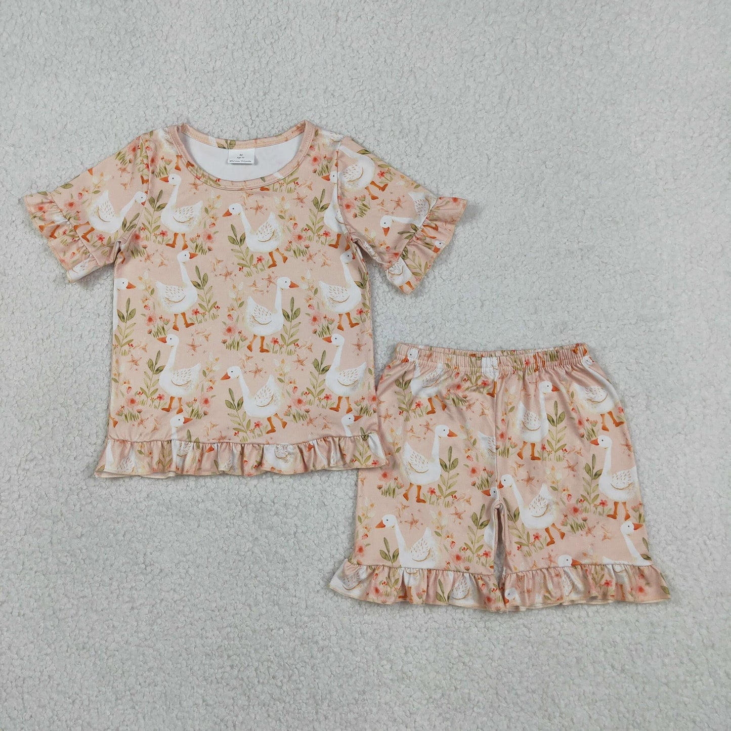 Floral Goose Ruffle Shorts Set