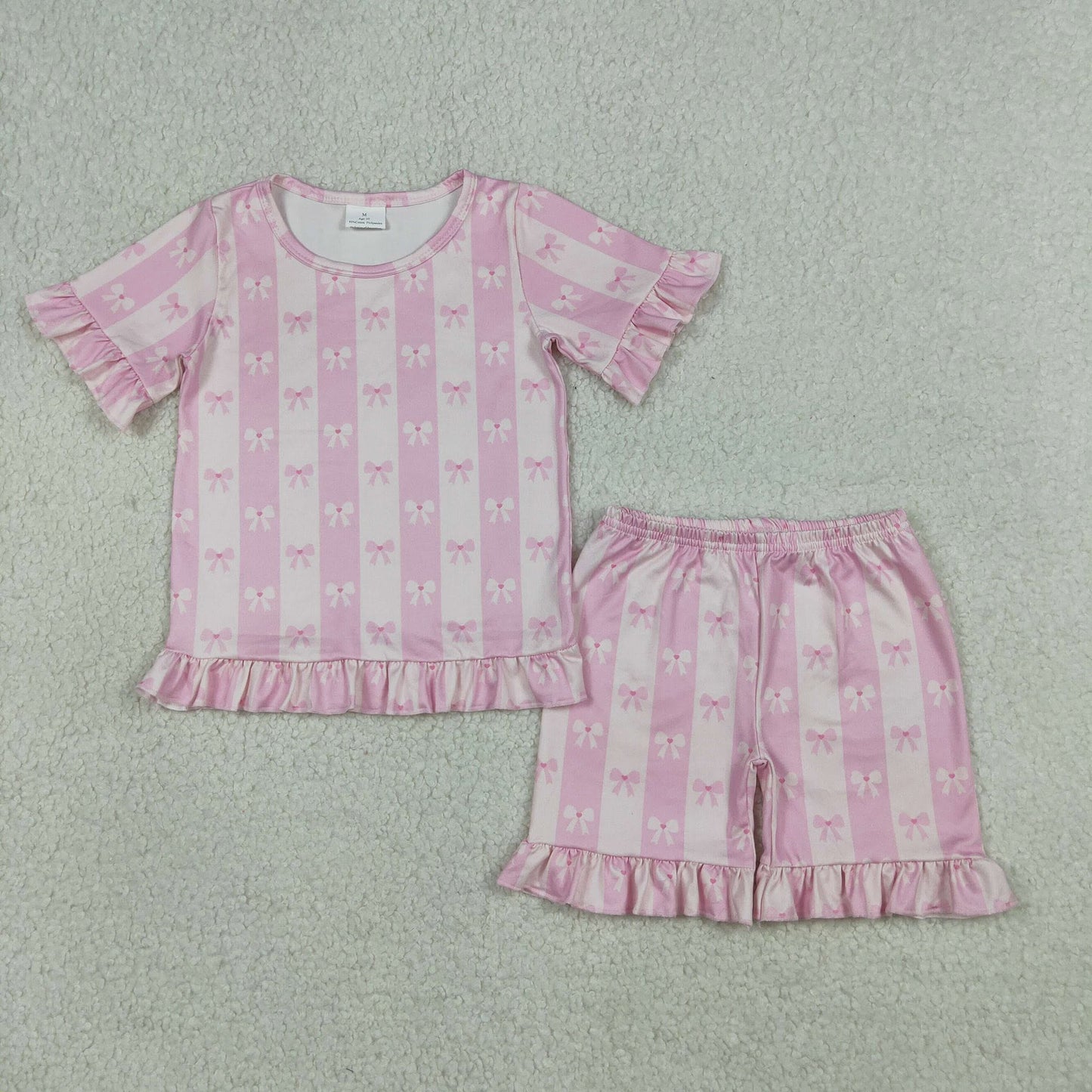 Stripes and Bows Ruffle Shorts Set