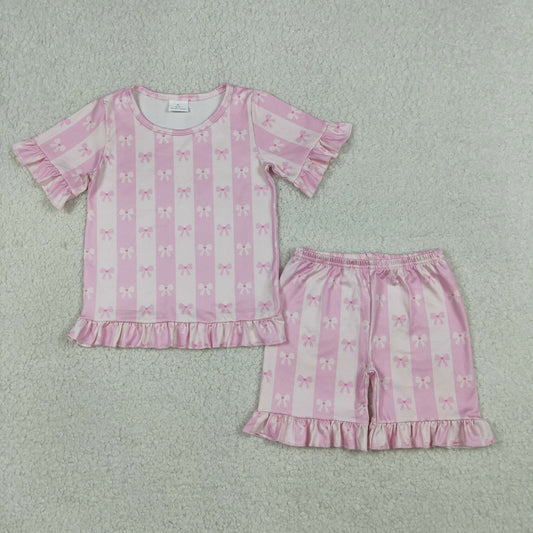 Stripes and Bows Ruffle Shorts Set