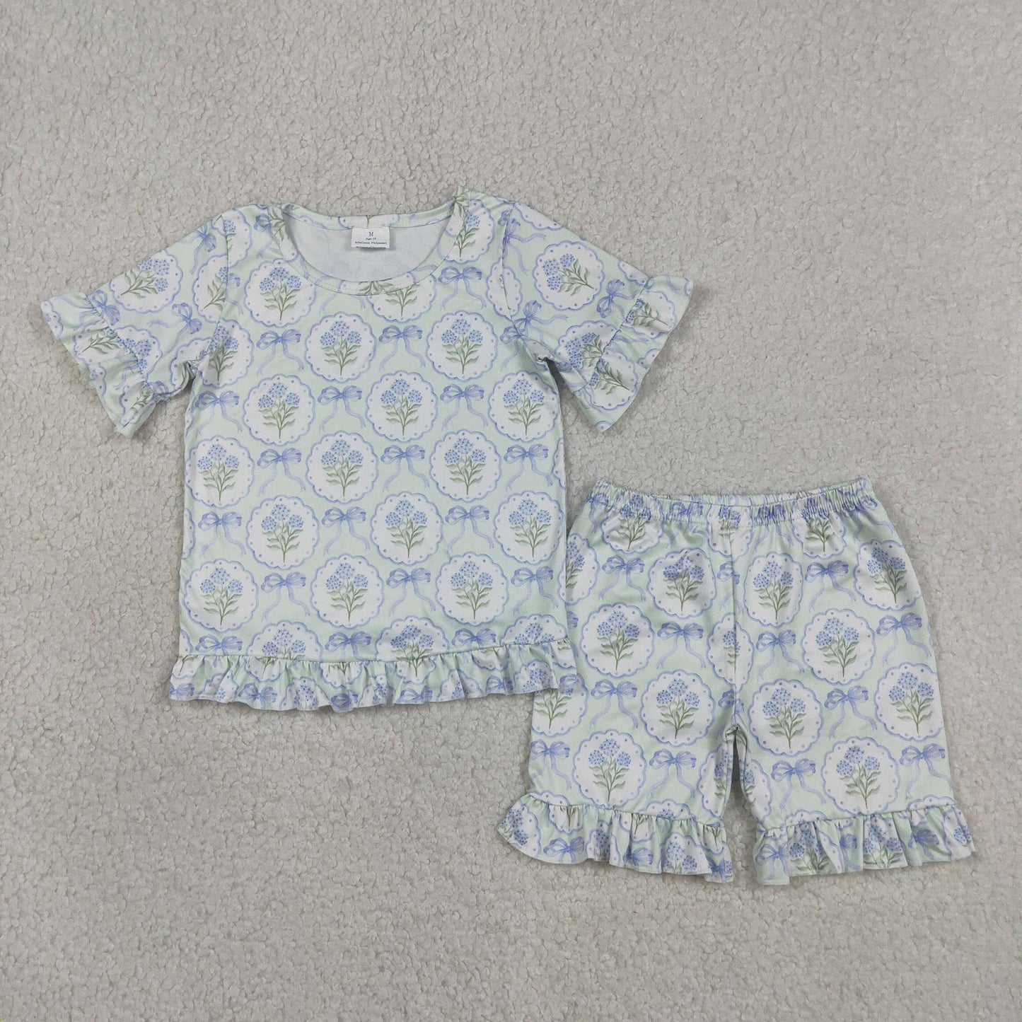 Floral Coquette Ruffle Shorts Set