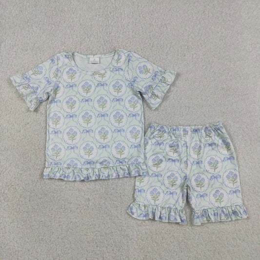 Floral Coquette Ruffle Shorts Set