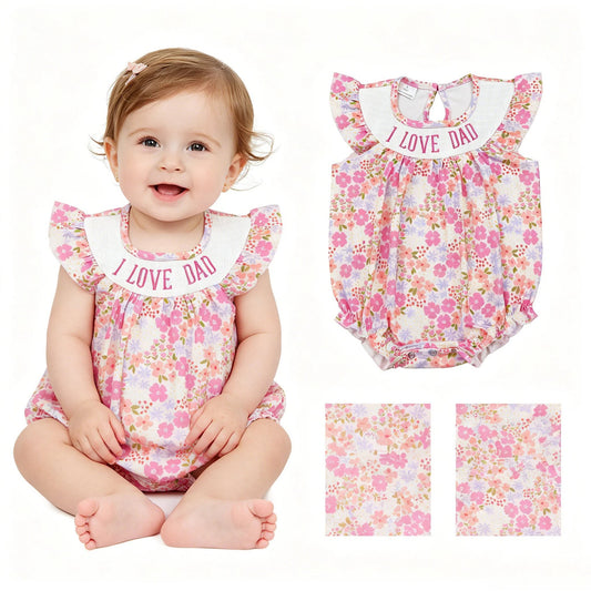 I Love Dad Floral Bubble Romper