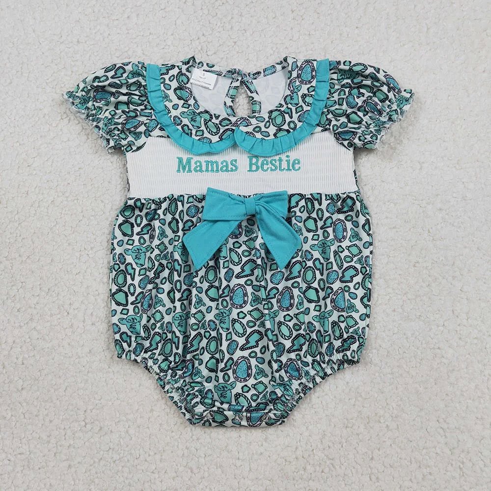 Mama's Bestie Turquoise Bubble Romper