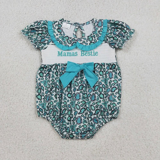 Mama's Bestie Turquoise Bubble Romper