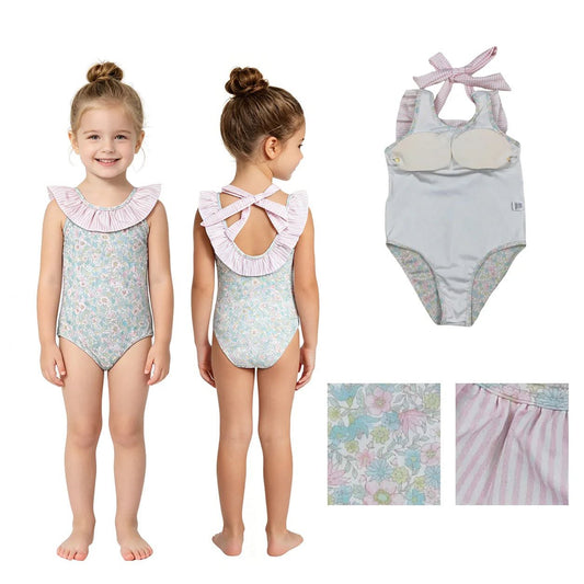 Floral Ruffle Neck Swimsuit