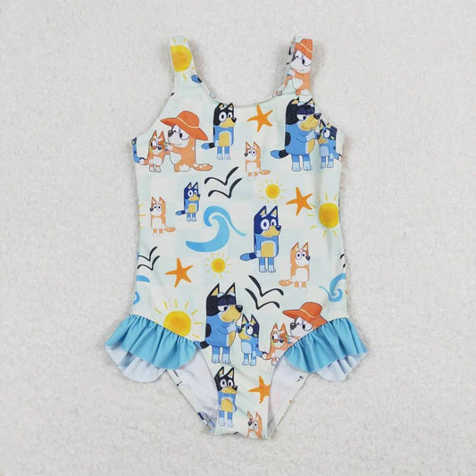 Blue Dog One Piece Swimsuit
