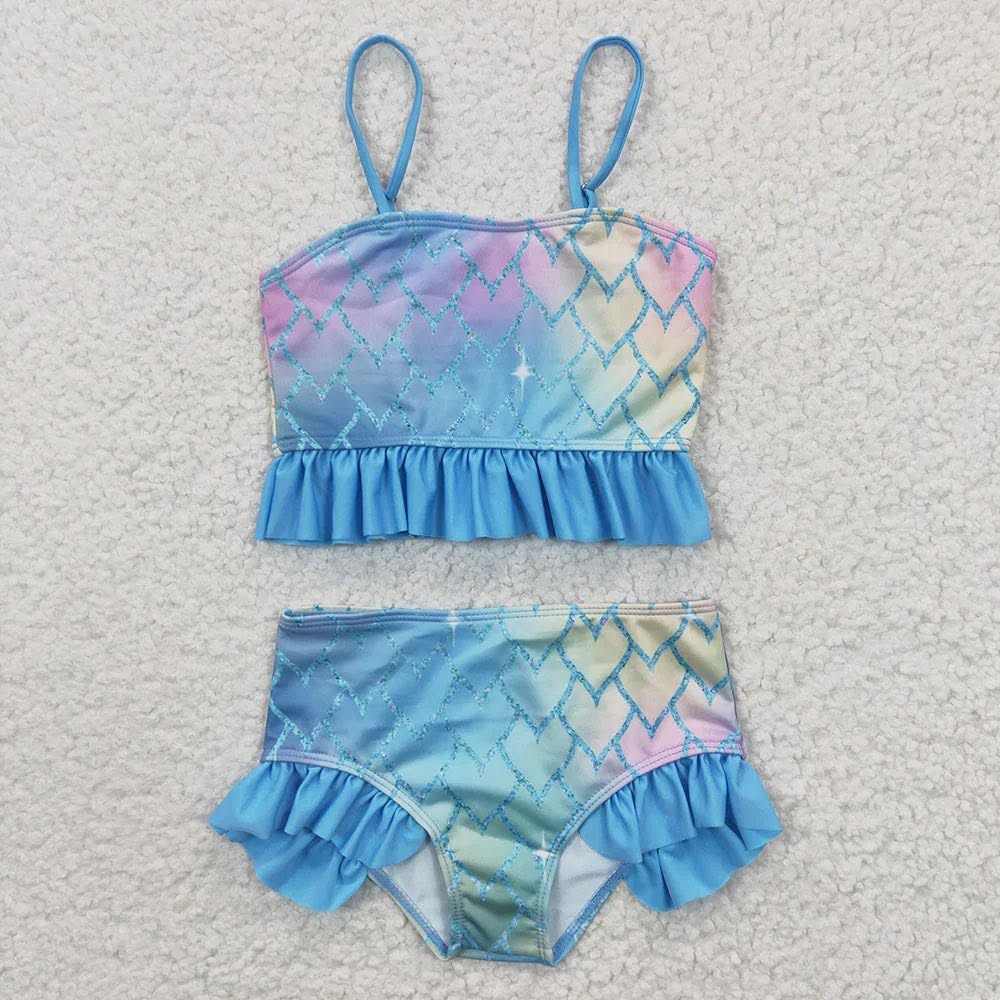 Blue Mermaid Scales Two Piece Swimsuit