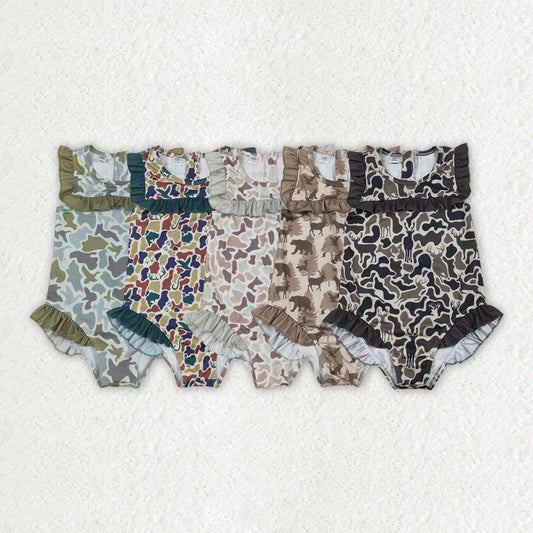 Camo Ruffle One Piece Swimsuits