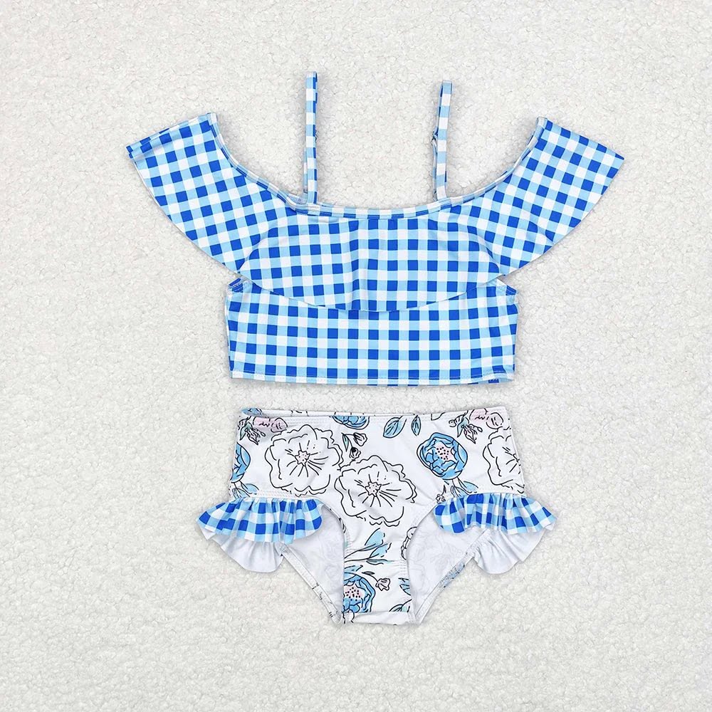 Floral Gingham Two Piece Swimsuit