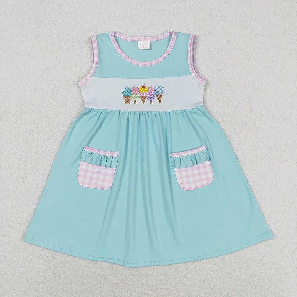 Blue and Pink Gingham Ice Cream Dress