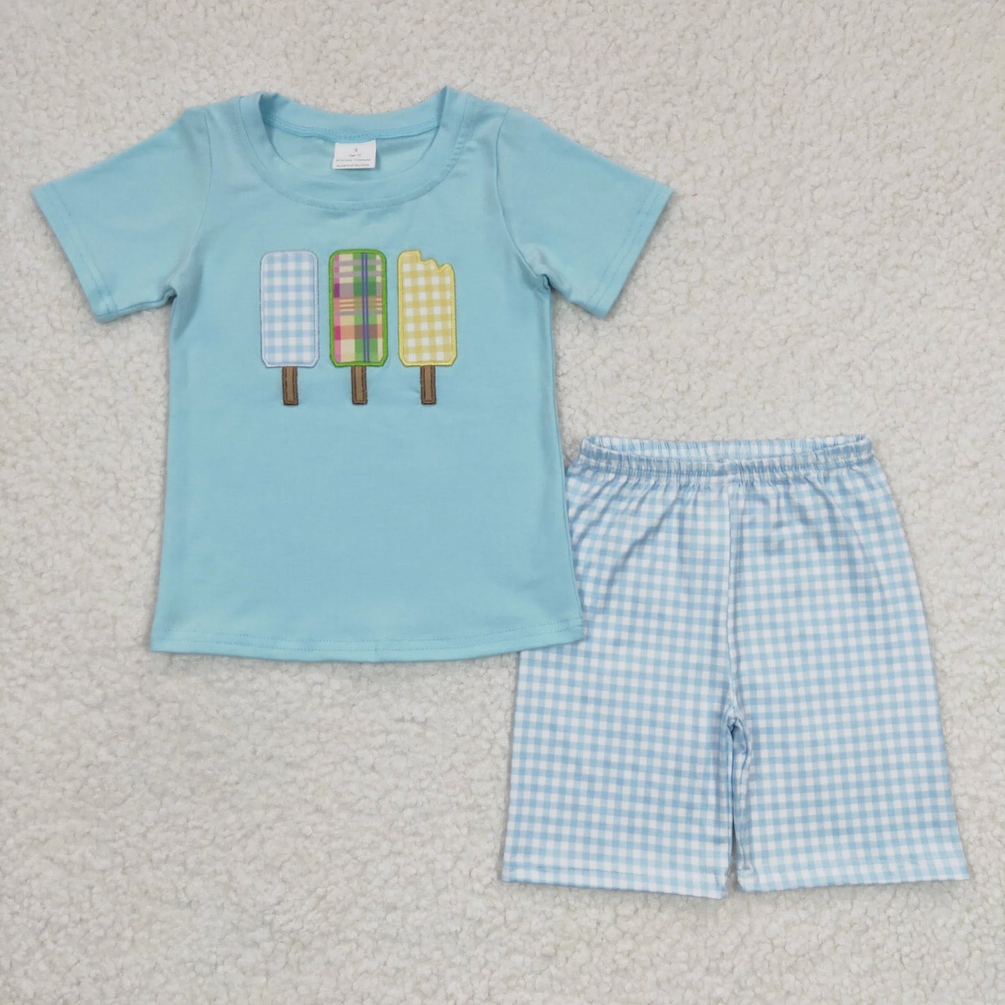Blue Gingham Ice Cream Shorts Set