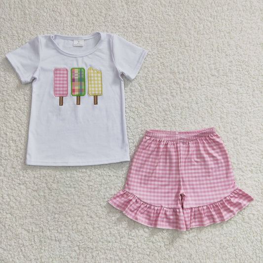 Pink Gingham Ice Cream Shorts Set