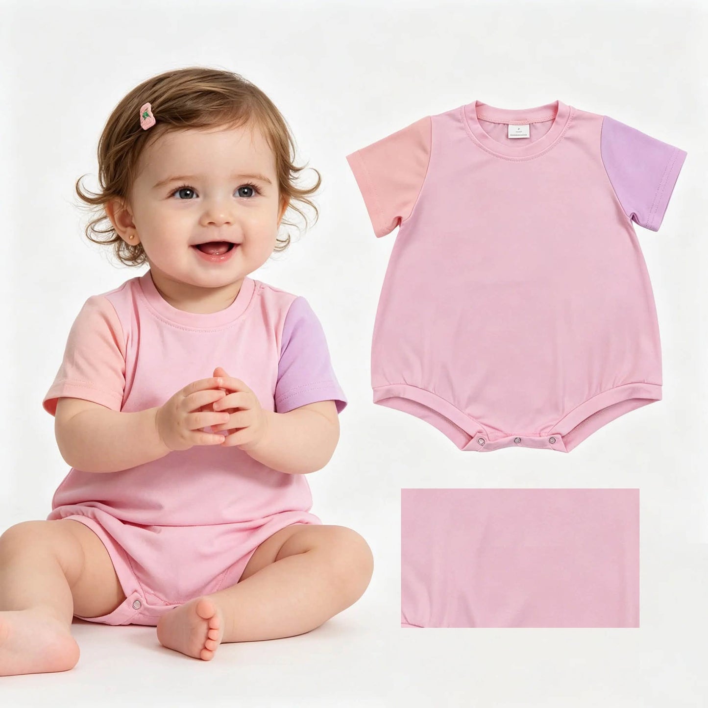 Pink Colorblock Bubble Romper