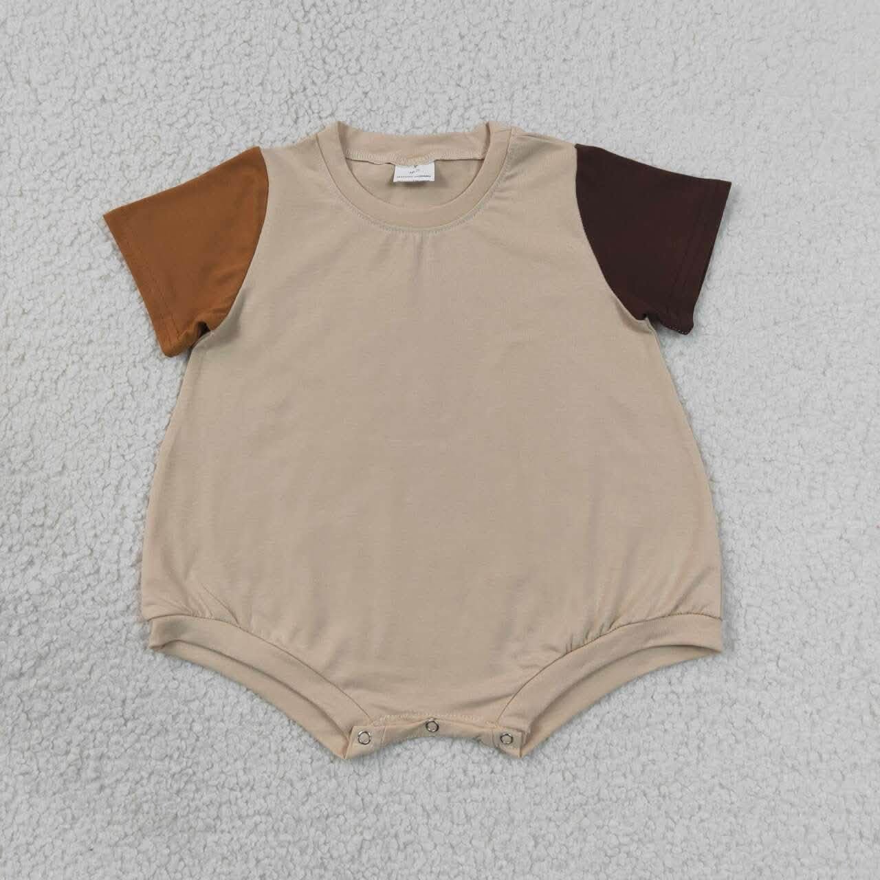 Brown Colorblock Bubble Romper