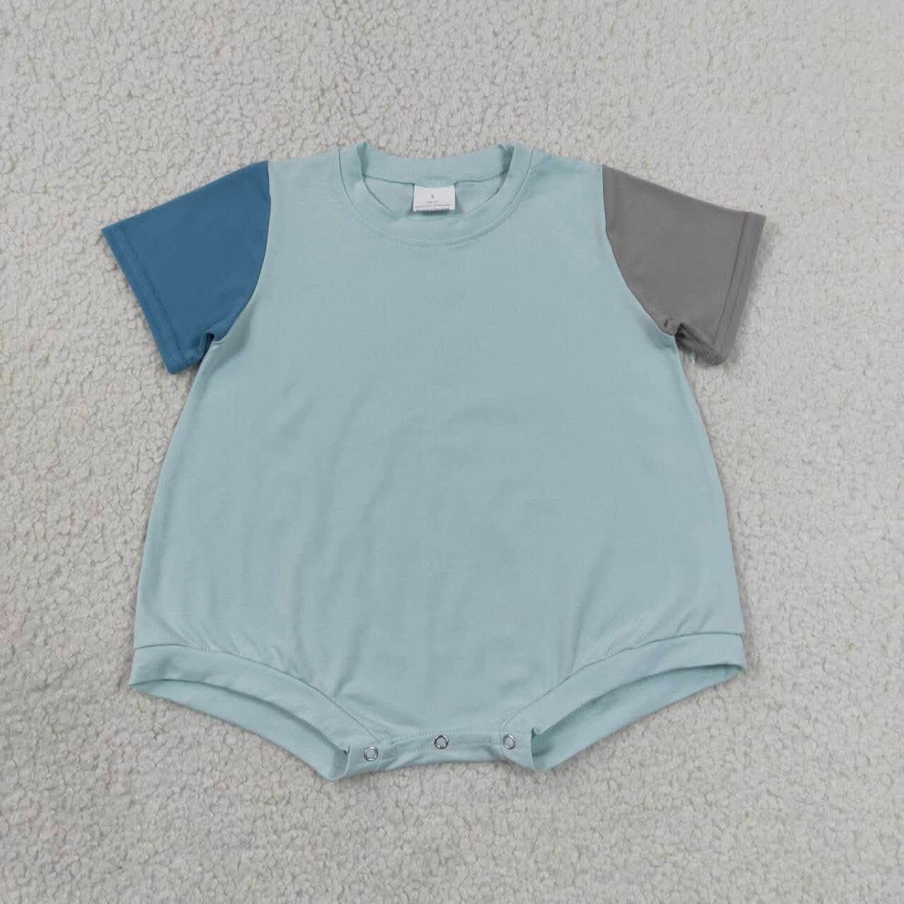 Blue Colorblock Bubble Romper