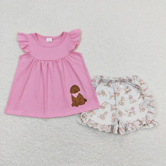 Pink Labradoodle Shorts Set