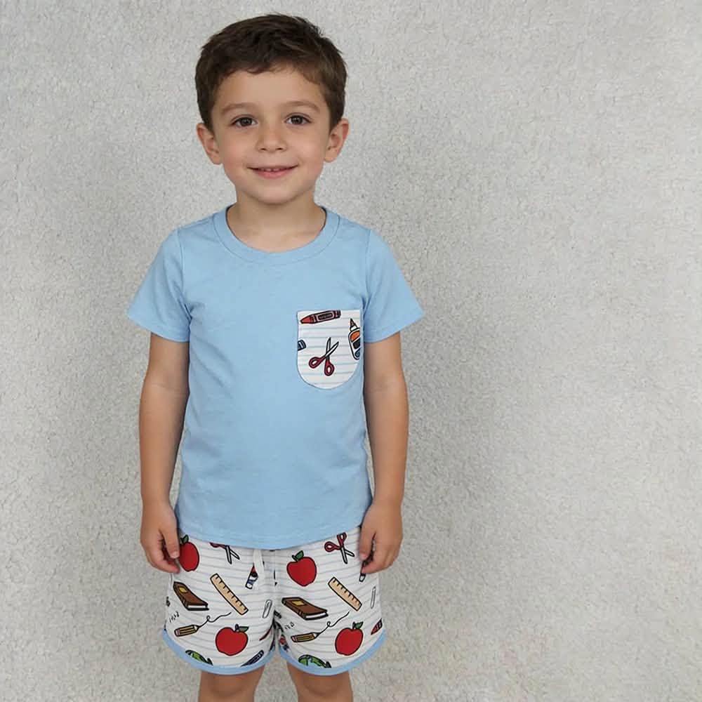 School Supplies Pocket Tee Shorts Set