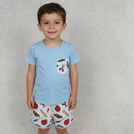 School Supplies Pocket Tee Shorts Set