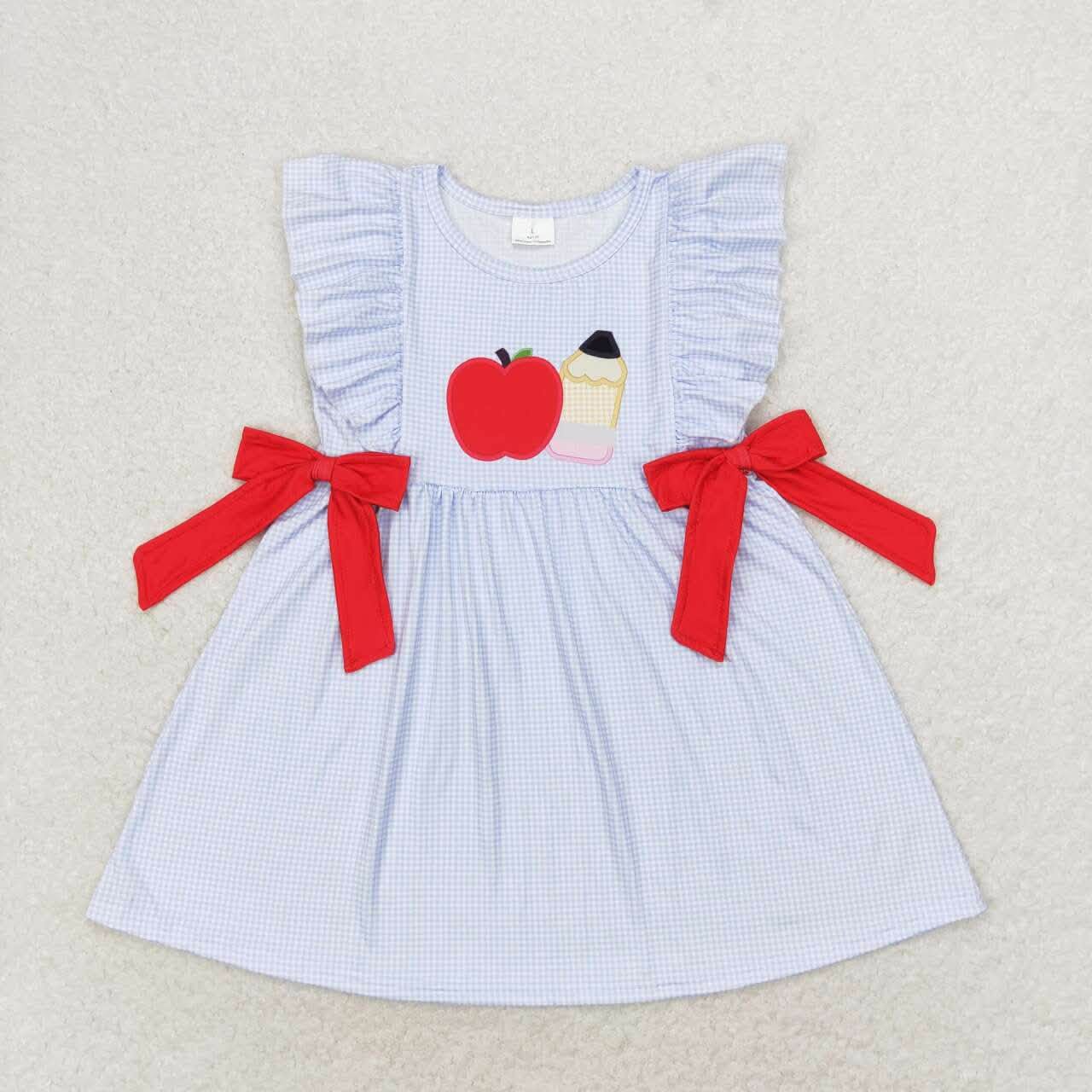 Gingham Apple Pencil Bow Dress