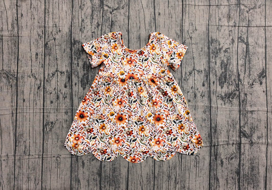 Fall Flowers Scalloped Dress