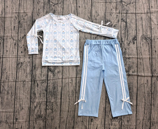 Blue Gingham Coquette Pumpkin Pants Set