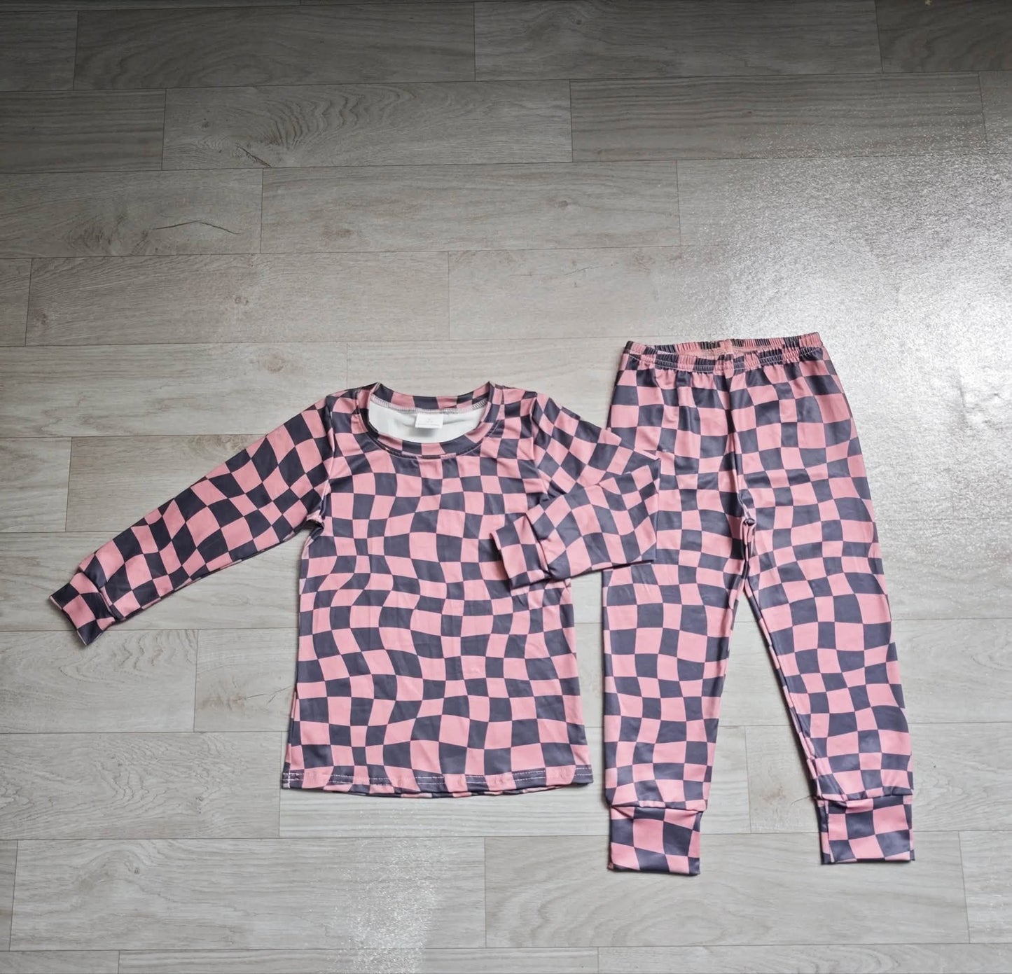 Pink Checkered Jogger Set