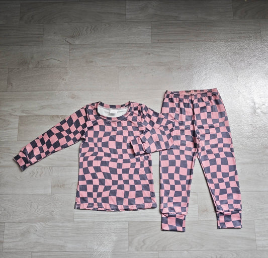 Pink Checkered Jogger Set