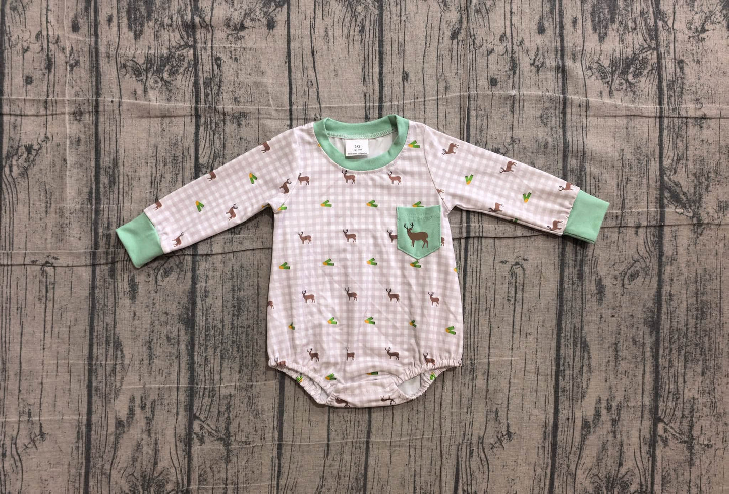 Collard Gingham Hunting Bubble Romper
