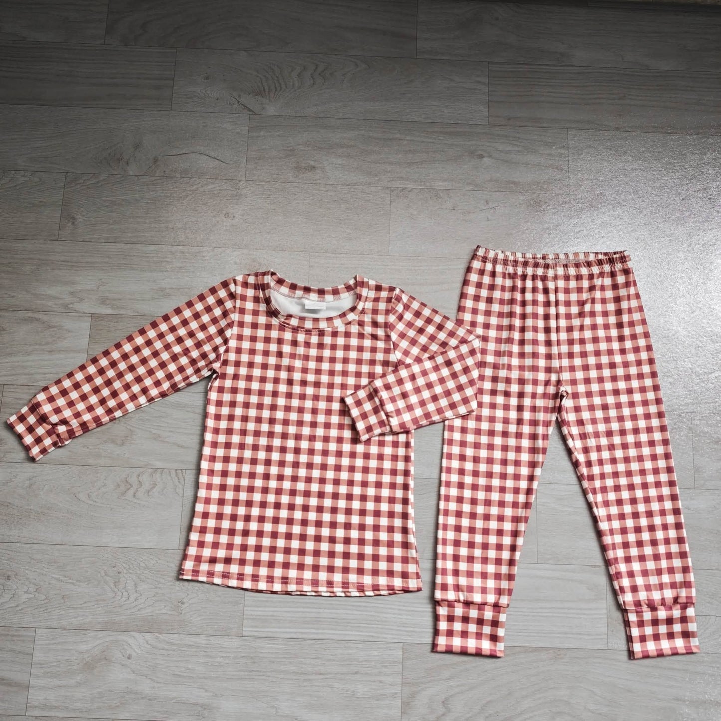 Rust Gingham Pajama Set