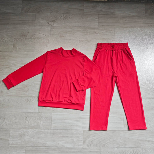 Red Mock Neck Set