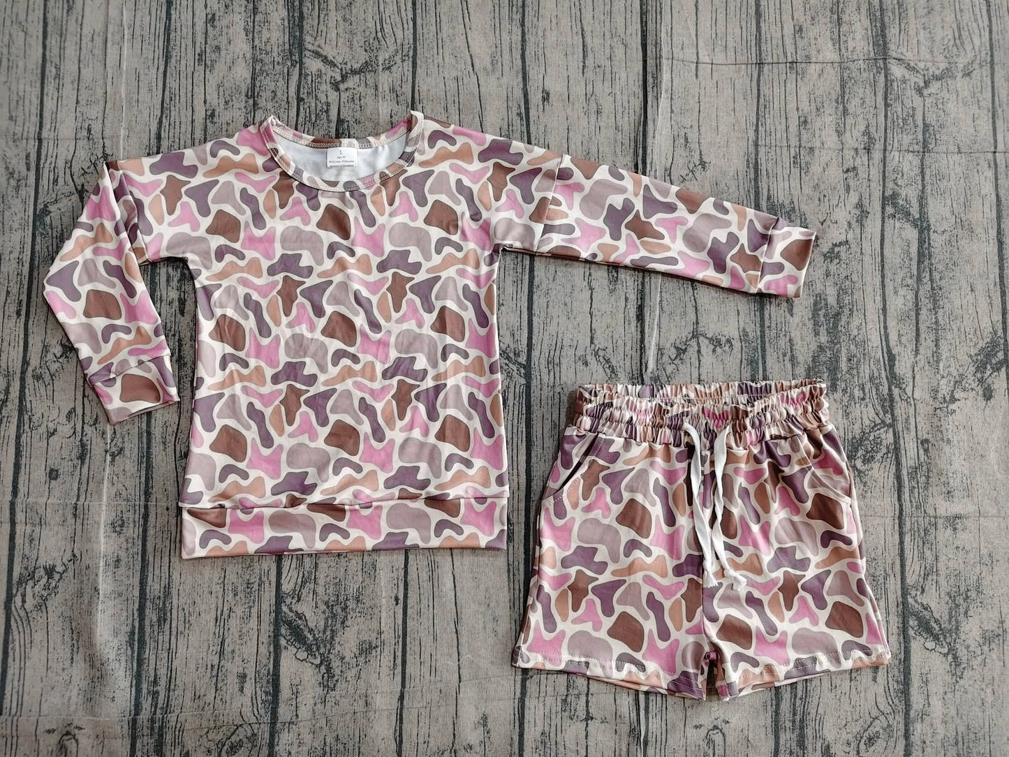 Camo Long Sleeved Shorts Set