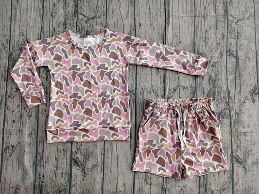 Camo Long Sleeved Shorts Set