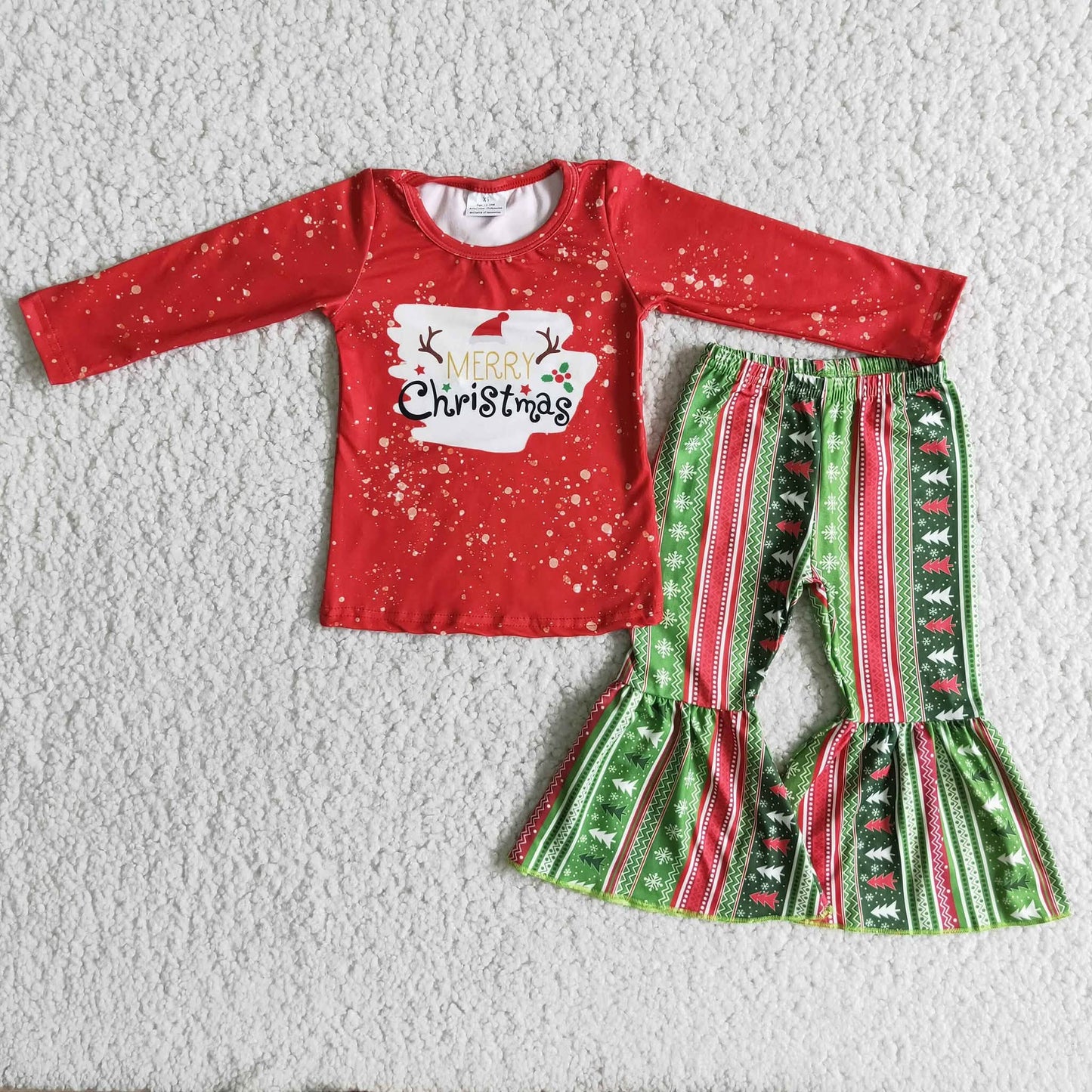 Merry Christmas Striped Pants Set