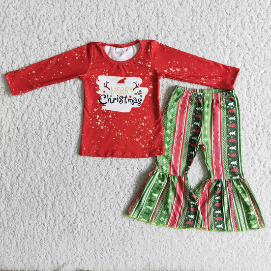 Merry Christmas Striped Pants Set