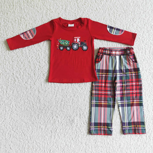 Christmas Tractor Pants Set