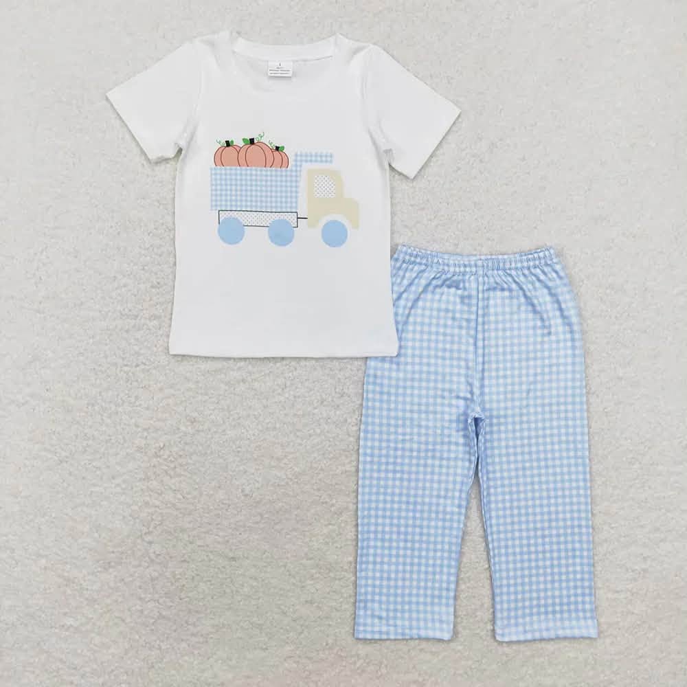 Gingham Pumpkin Truck Pants Set