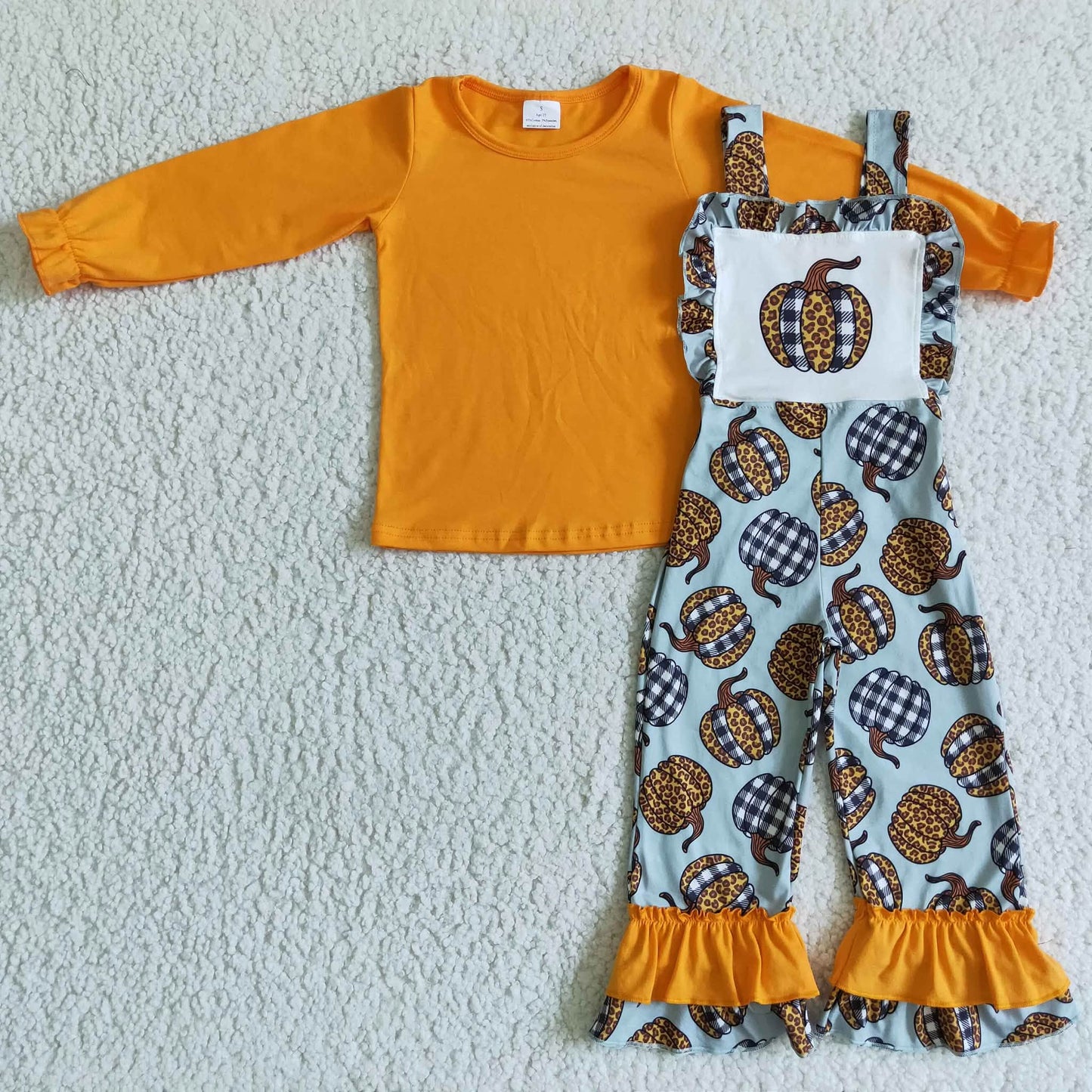 Pumpkin Ruffel Overall Set