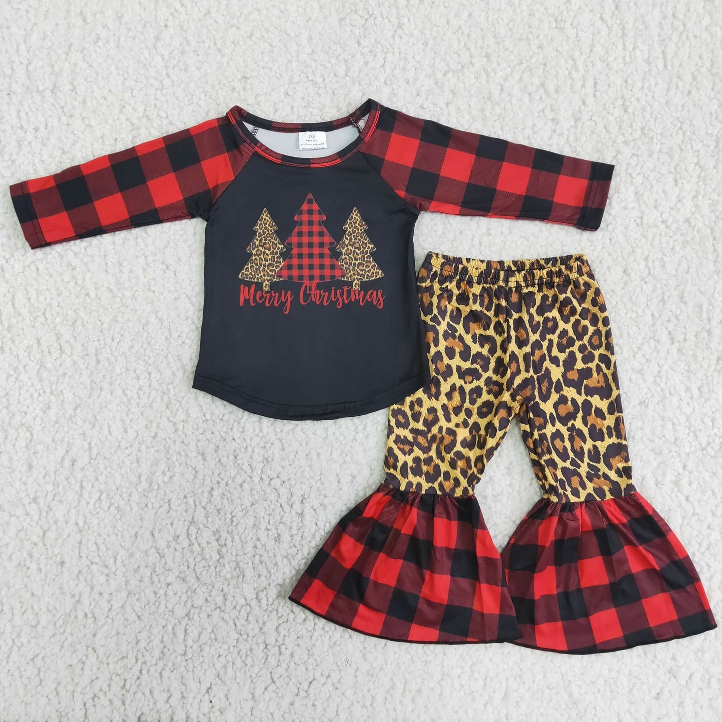 Plaid Cheetah Print Christmas Tree Set