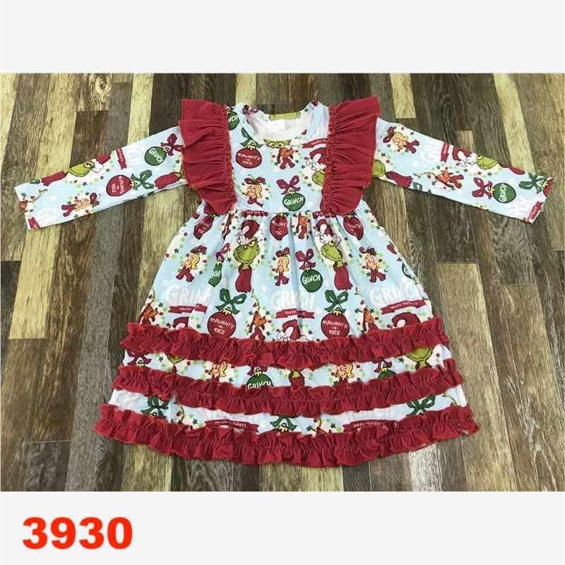Green Guy Ruffle Christmas Dress