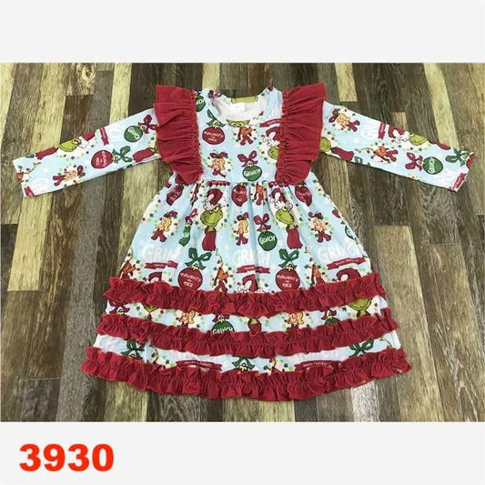 Green Guy Ruffle Christmas Dress