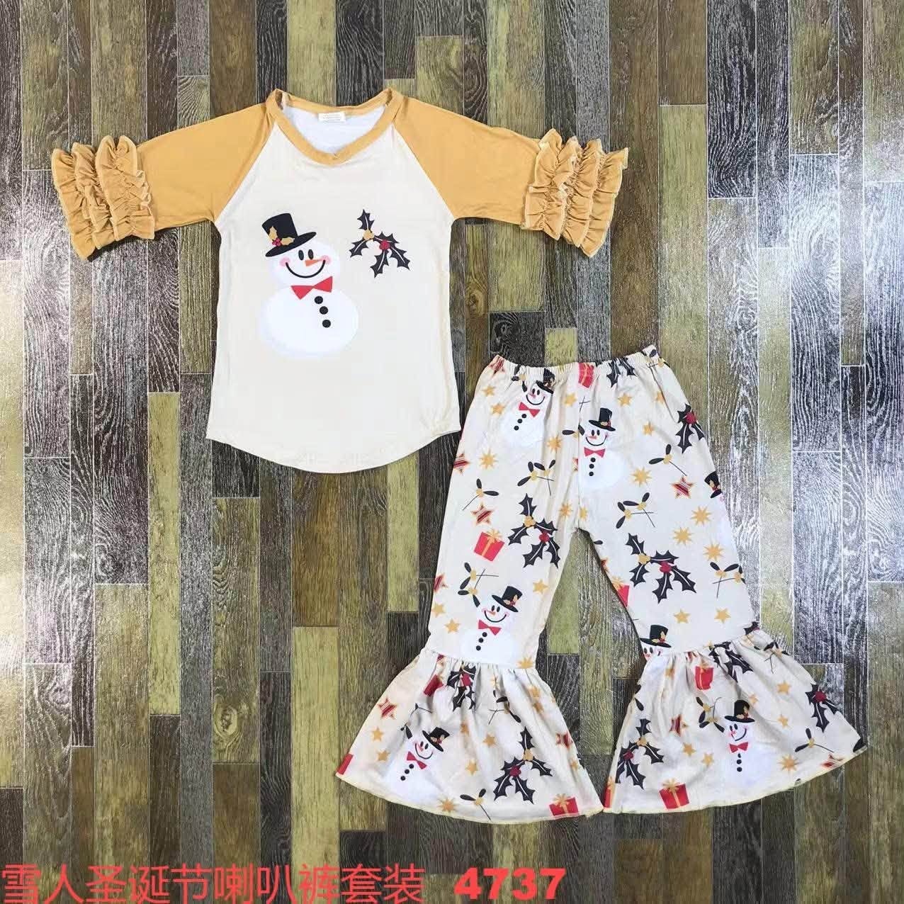 Snowman Ruffle Pants Set