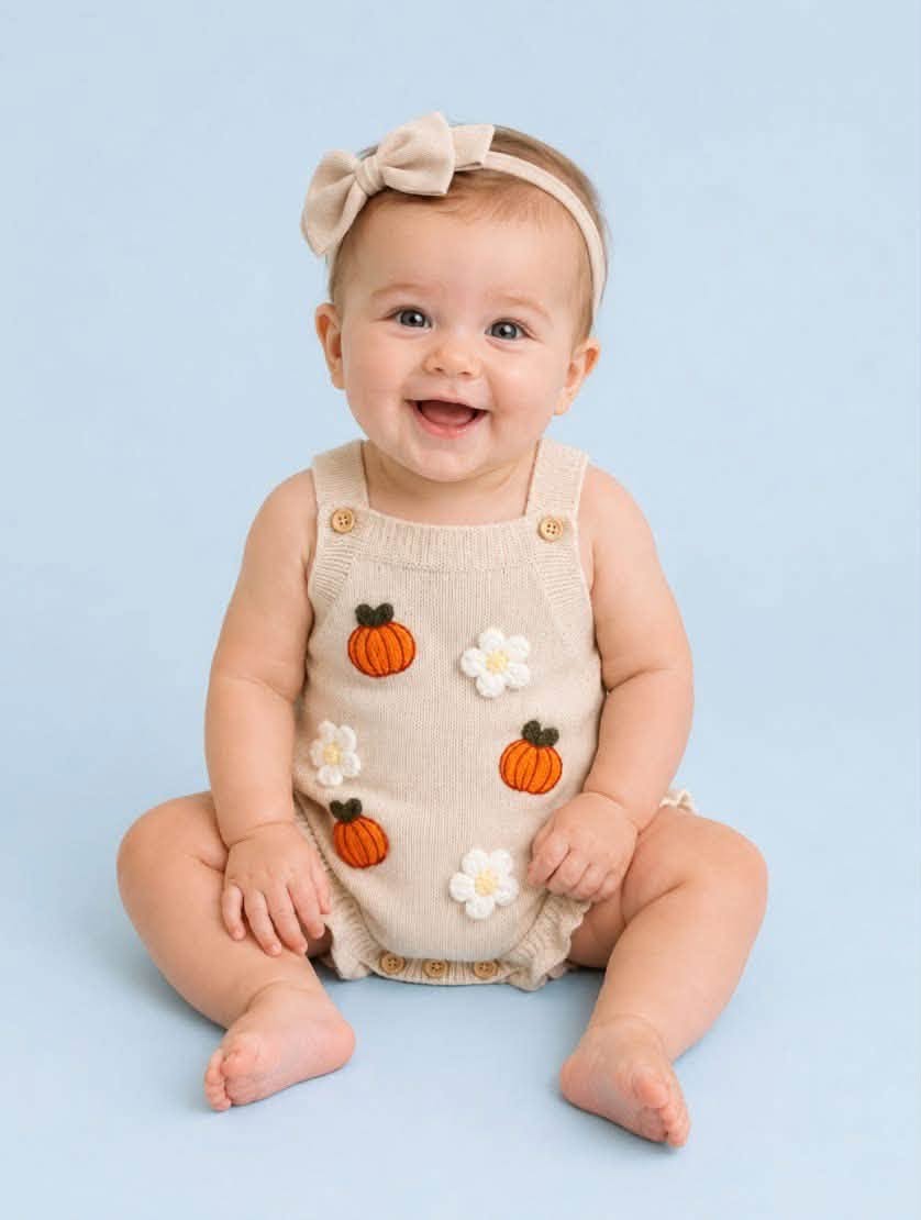 Knit Pumpkin Romper