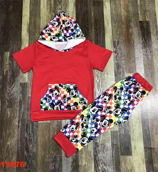 Colorful Mouse Hooded Jogger Set